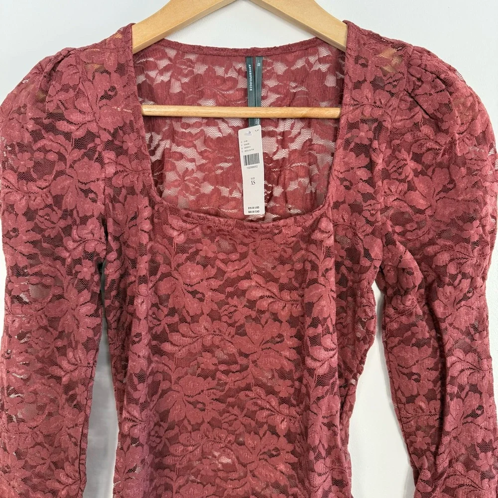 NWT Anthropologie Puff-Sleeve Sheer Lace Top Feminine Whimsy Festival BohoXS
